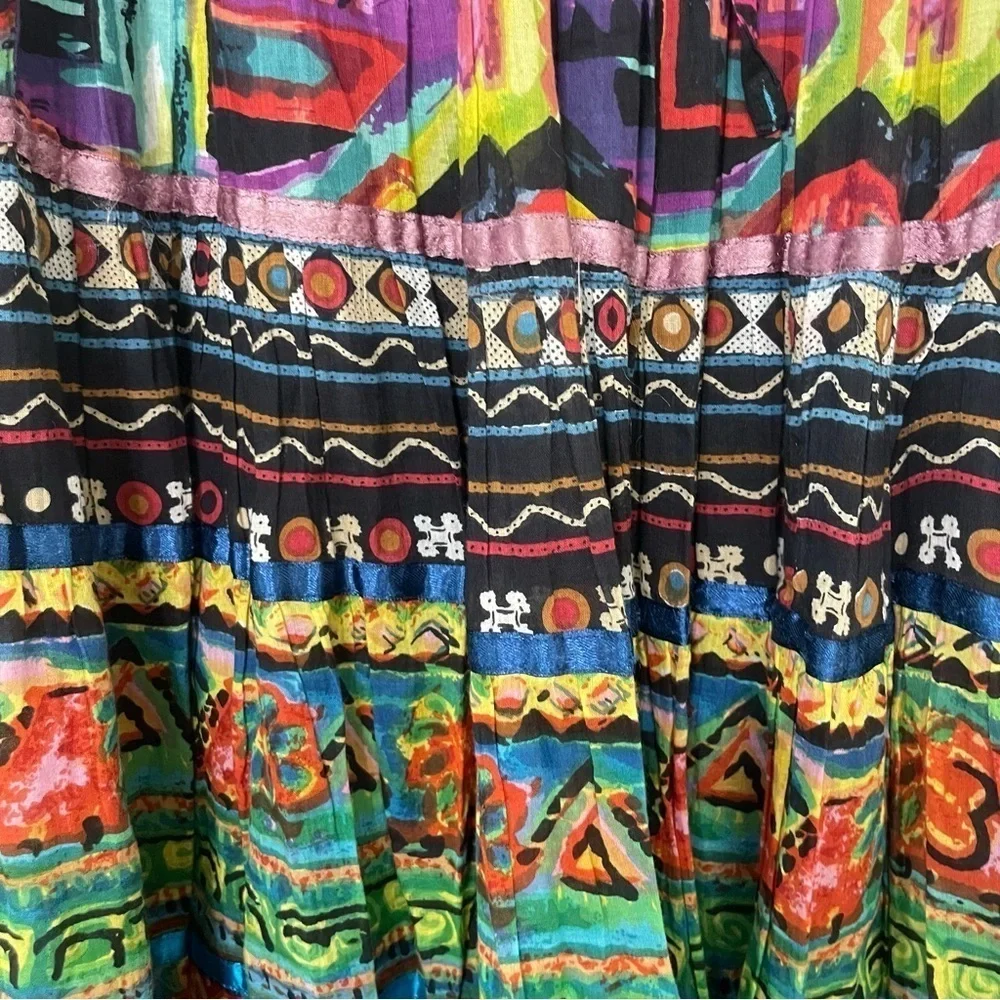 Travelsmith Sz Medium Funky Gypsy Colorful Cotton Boho Skirt Lagenook Art-Wear